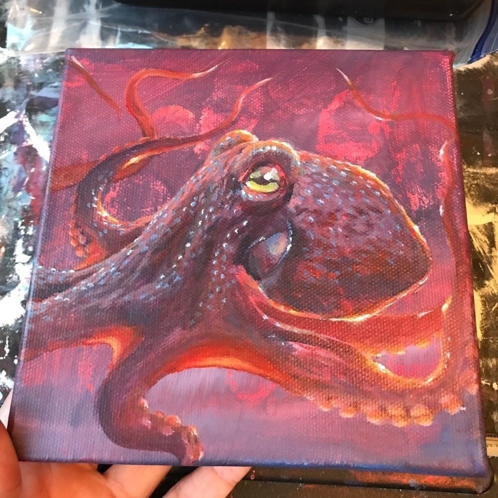 Original octopus Painting artwork Wall Art sealife artwork gallery wrap canvas